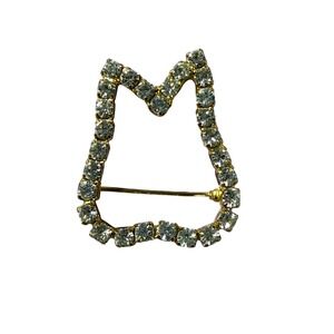 Rhinestone‎ Rabbit Bunny Brooch Pin Gold Tone Letter Jewelry